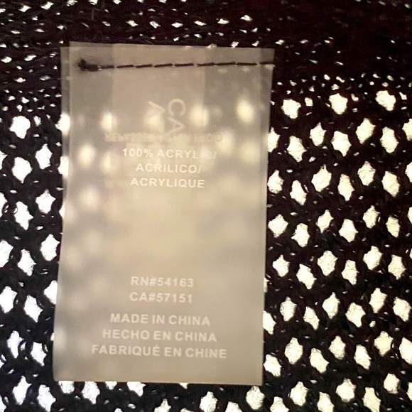 Open Knit Weave Cape Poncho Coat Open Knit Weave Cape Black Metallic One Size - Picture 15 of 15